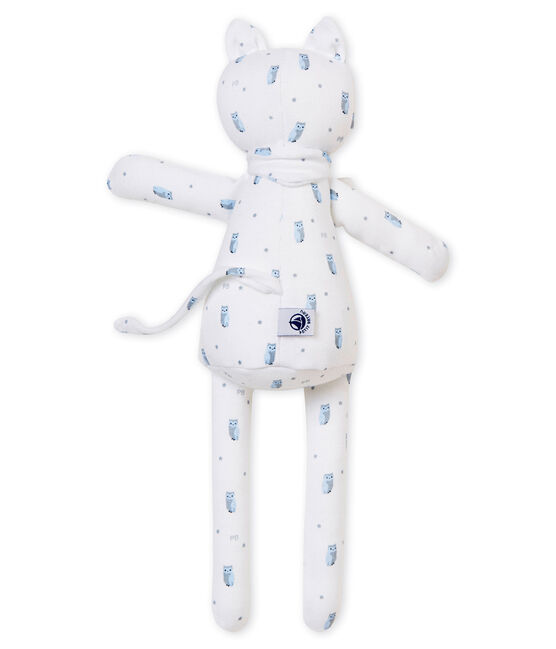 Kuschelkatze aus bedrucktem Jersey weiss MARSHMALLOW/weiss MULTICO