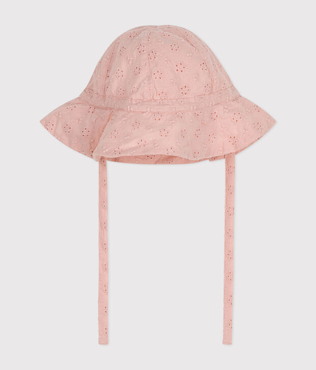 Baby-Fischerhut mit englischer Stickerei rosa