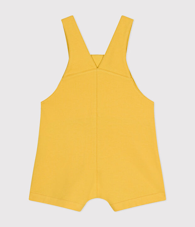 Kurze Baby-Latzhose aus leichtem Molton gelb
