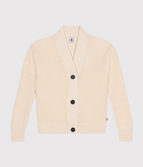 Damen-Cardigan mit Patentmuster aus Baumwolle naturfarben AVALANCHE