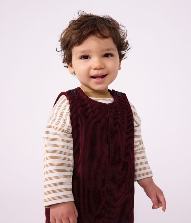 Langer Baby-Overall aus einfarbigem Nicki TRUFFE
