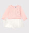 Baby-Kleid aus Molton für Mädchen rosa MINOIS/weiss MARSHMALLOW