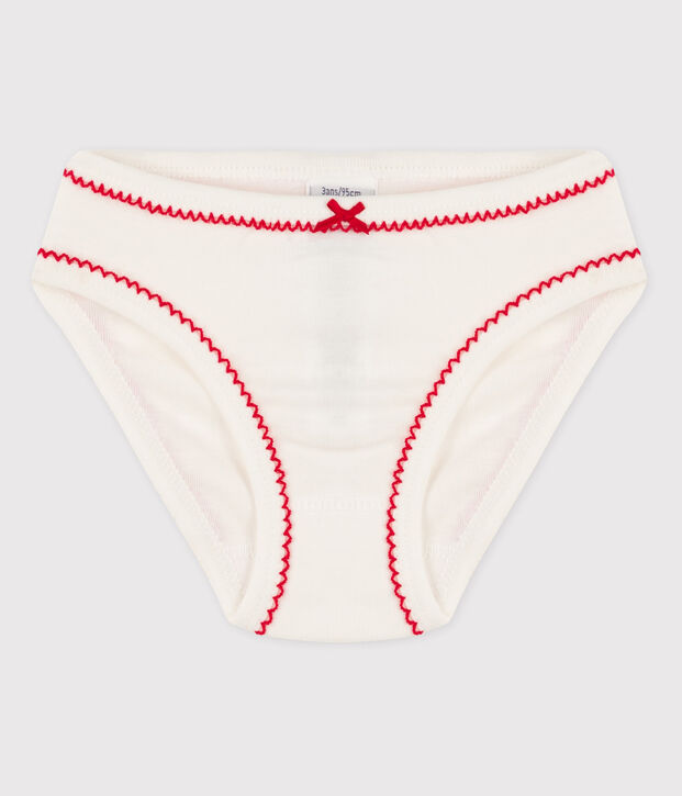 3er-Set Slips aus Bio-Baumwolle mit Blumenmuster f&uuml;r M&auml;dchen weiss