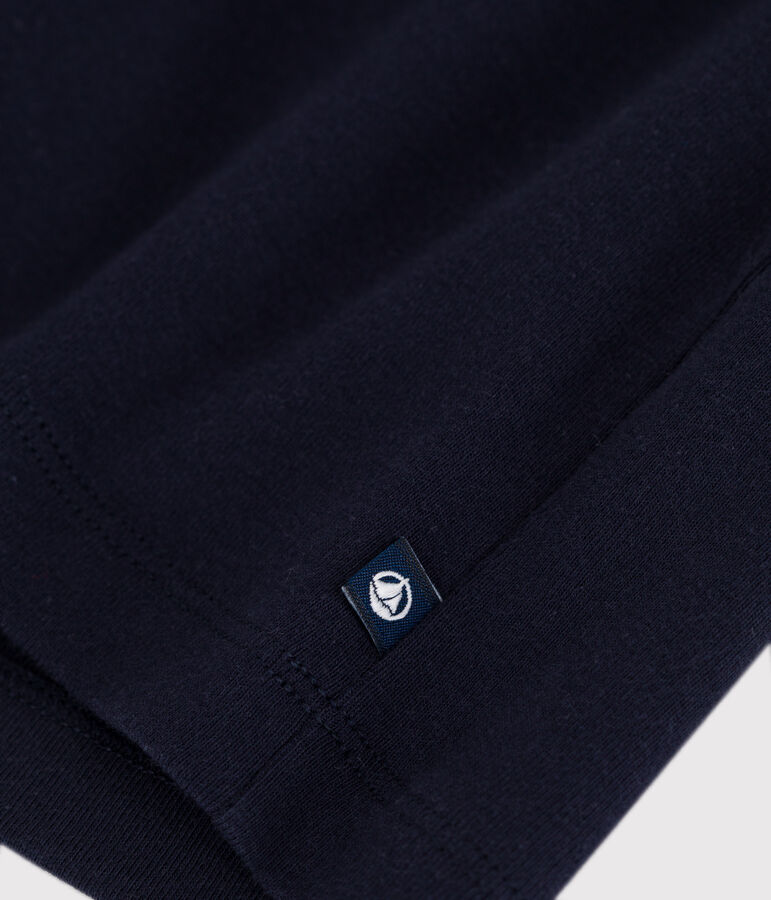 Kurz&auml;rmeliges Kinder-Kleid aus einfarbiger Baumwolle blau