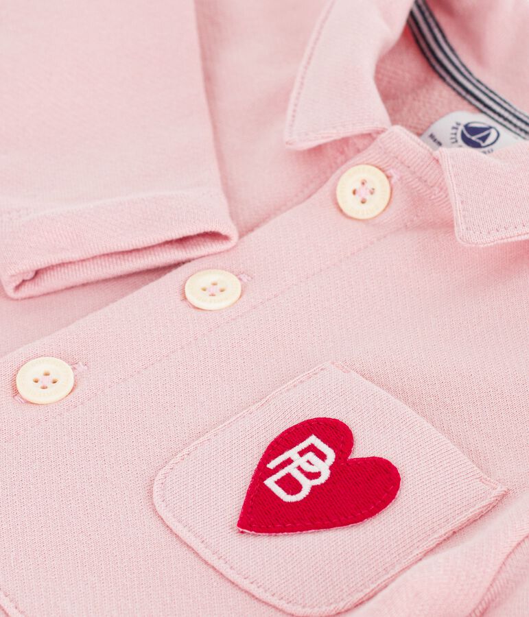 Langer Baby-Overall aus einfarbiger Baumwolle im Tankwart-Stil rosa