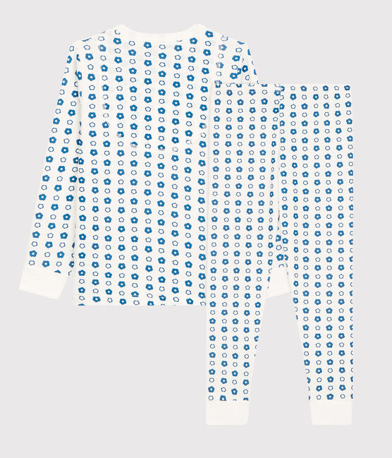 Kinderpyjama aus Bio-Baumwolle mit Blumenmotiv weiss MARSHMALLOW/ MALLARD