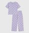 Kurzärmeliger Damen-Pyjama mit weitem Bein aus Baumwolle Herz-Motiv weiss SQUAW/ MARSHMALLOW