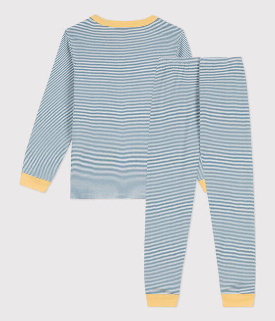 Kinderpyjama aus Baumwolle mit Ringelstreifen blau ROVER/weiss MARSHMALLOW
