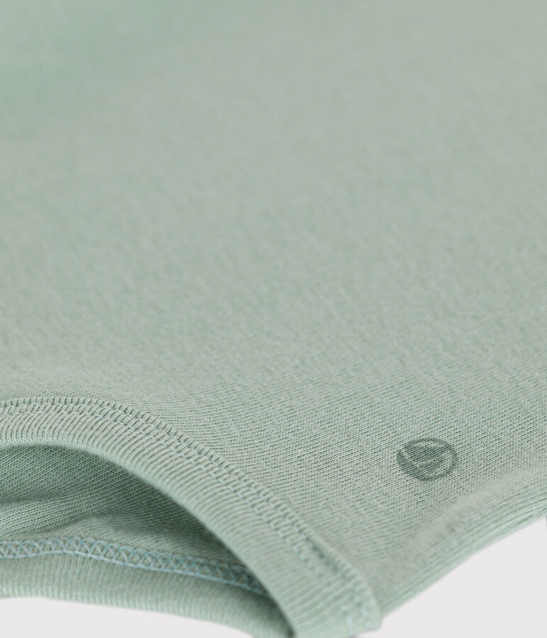 Kurz&auml;rmeliger Baby-Body mit Bubikragen aus Baumwolle gr&uuml;n