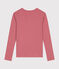 Langärmeliges Damen-T-Shirt L'Iconique aus einfarbigem Rippstrick rosa ROSEWOOD
