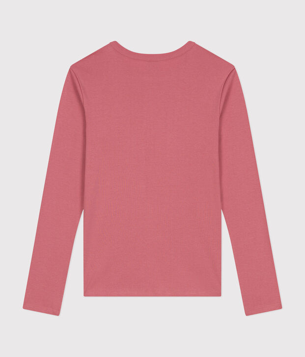 Lang&auml;rmeliges Damen-T-Shirt L'Iconique aus einfarbigem Rippstrick rosa
