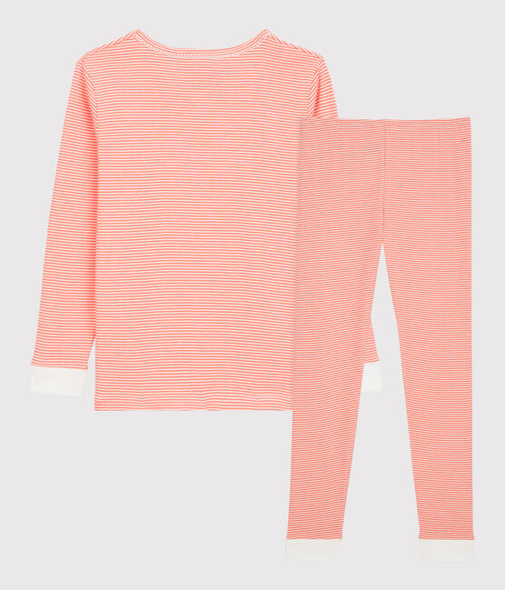 Snugfit-Kinderpyjama aus Baumwolle mit Ringelstreifen für Mädchen rosa PEACHY/weiss MARSHMALLOW