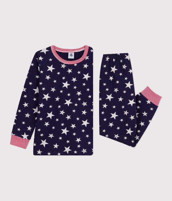 Kinder-Pyjama aus Molton mit Stern-Motiv blau SOIR/ MARSHMALLOW