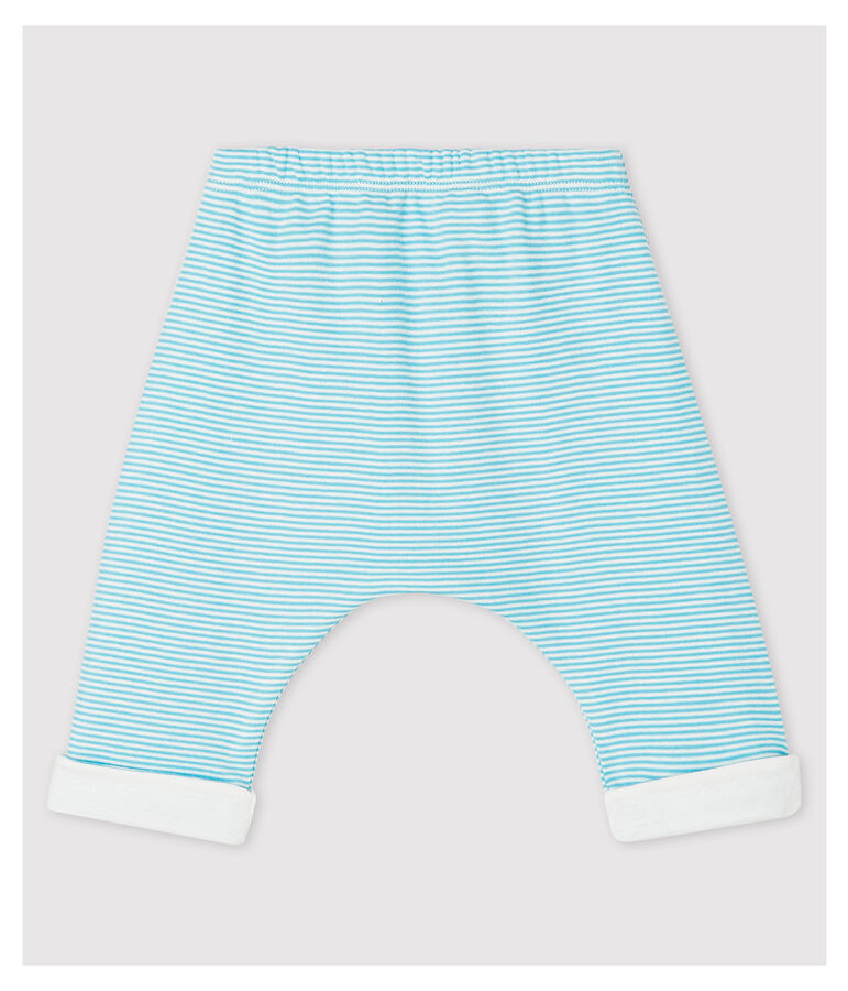 Gef&uuml;tterte Baby-Hose aus Bio-Baumwolle mit blauen Streifen blau TIKI/weiss MARSHMALLOW
