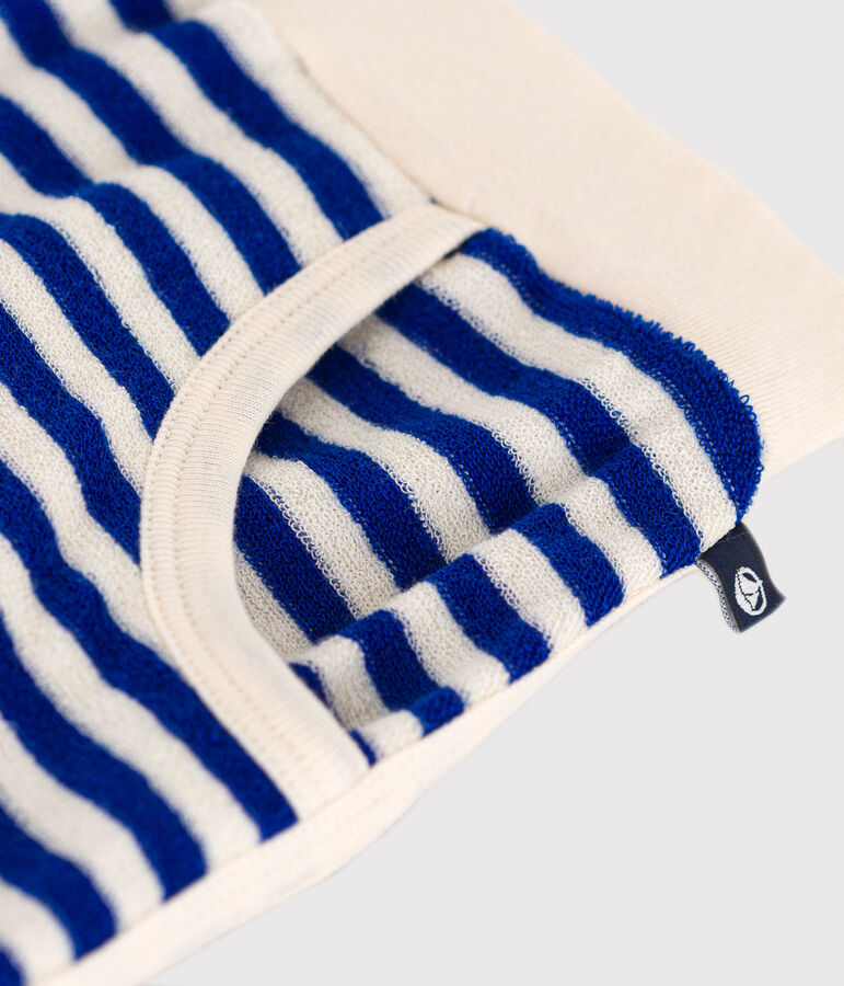 Kinder-Shorts aus Frottee mit Streifen f&uuml;r M&auml;dchen blau/naturfarben