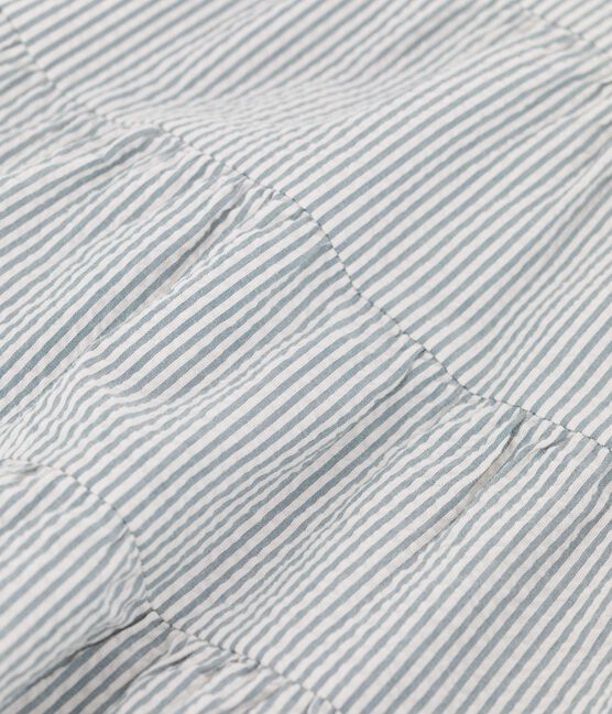 Gestreiftes Babykleid in Bio-Seersucker blau BRUT/weiss MARSHMALLOW