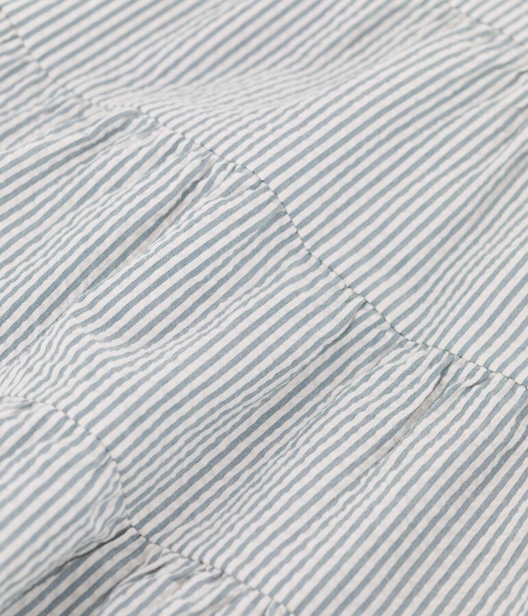 Gestreiftes Babykleid in Bio-Seersucker blau BRUT/weiss MARSHMALLOW