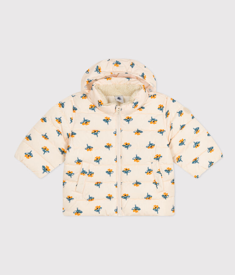 Gemusterter Baby-Anorak mit einziehbarer Kapuze naturfarben/vielfarbig