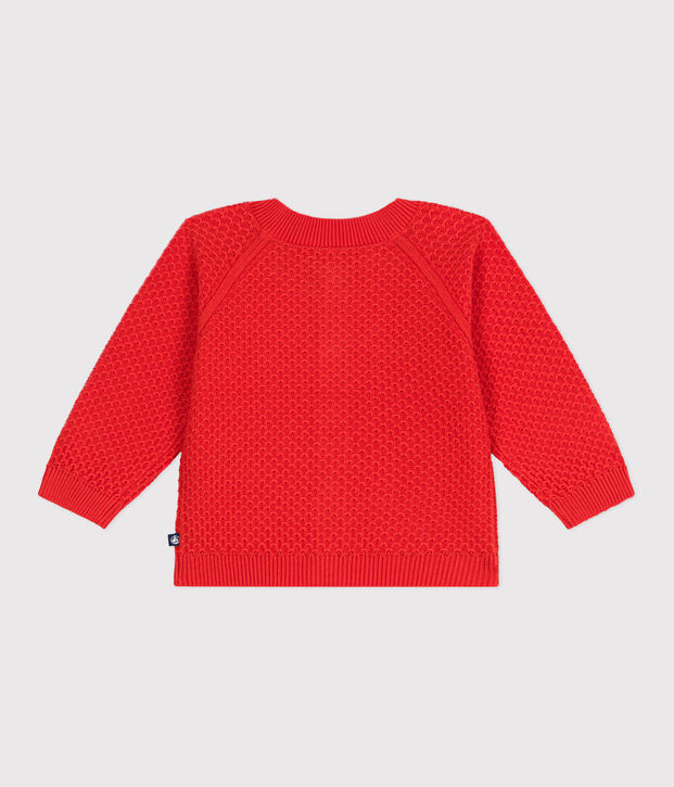 Baby-Cardigan aus Baumwolle mit Zierstrick rot