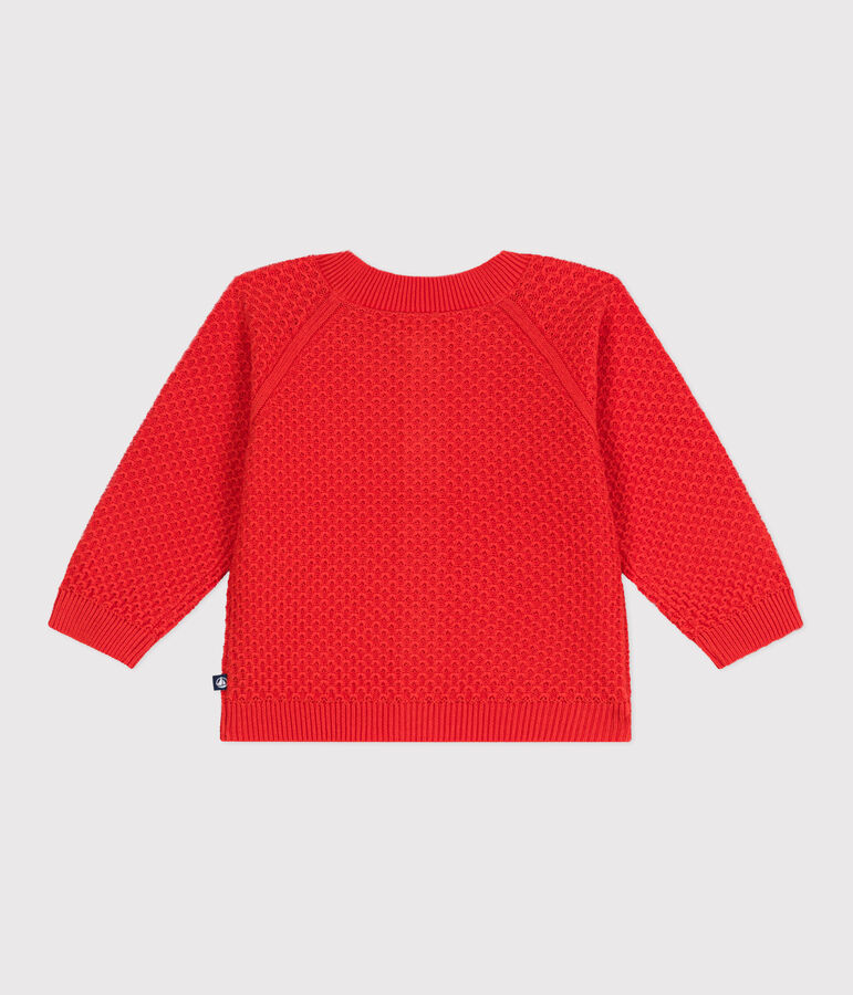 Baby-Cardigan aus Baumwolle mit Zierstrick rot SPICY