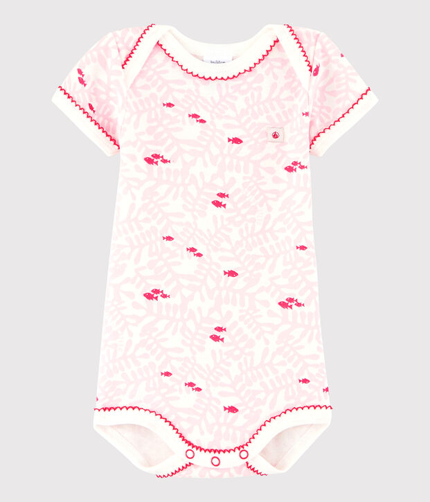 Kurz&auml;rmeliger Baby-Body M&auml;dchen weiss/vielfarbig