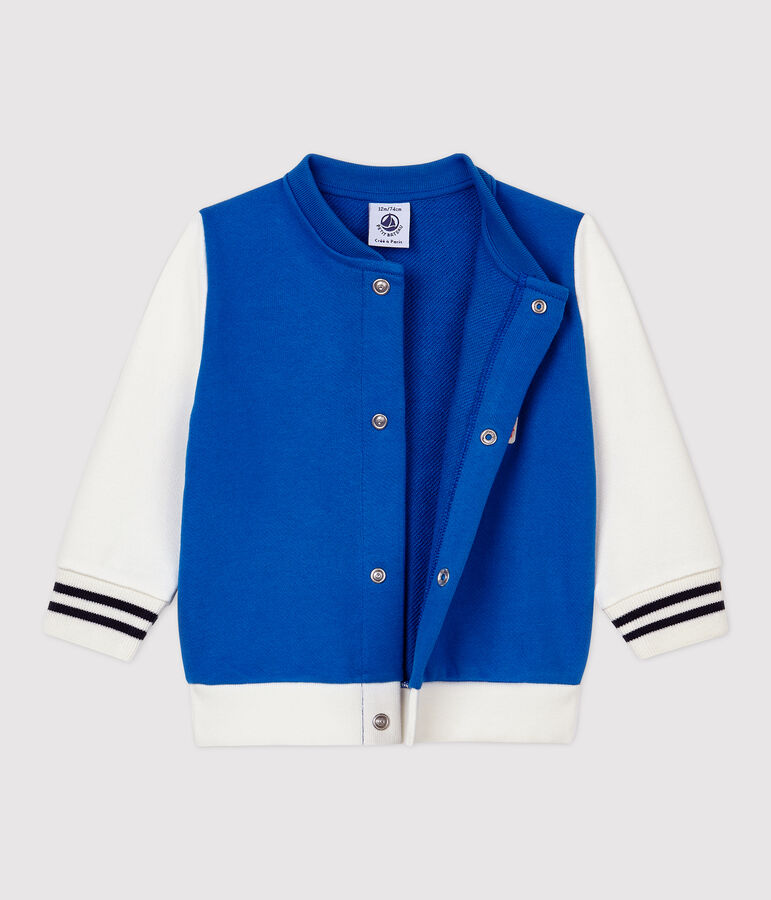 Baby-Teddyjacke aus Molton. blau/weiss