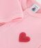 Baby-Cardigan aus einfarbiger Baumwolle mit Herzaufn&auml;her rosa