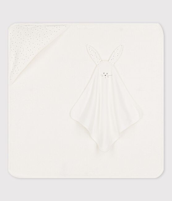 Baby-Badetuch aus Bio-Baumwolle weiss MARSHMALLOW/weiss MULTICO