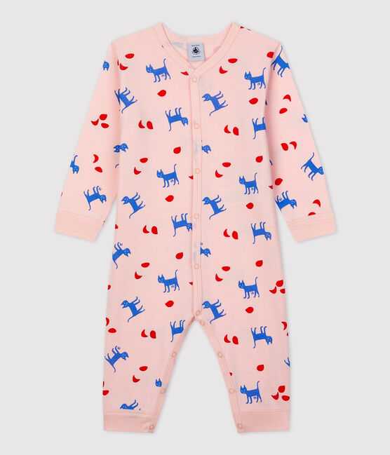 Hübsch gemusterte Baby-Strampler ohne Füße aus Baumwolle rosa MINOIS/weiss MULTICO