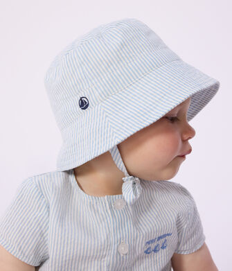 Baby-Sonnenhut aus Seersucker zum Binden