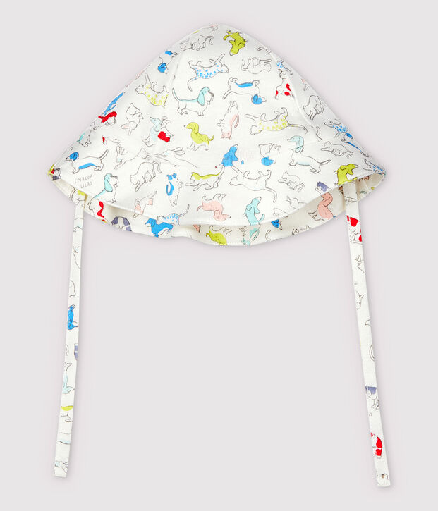 Baby-Bobm&uuml;tze aus Bio-Baumwolle in Boucl&eacute;-Frottee weiss/vielfarbig