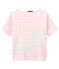 Kurzärmeliges Damen-Streifenshirt aus Jersey weiss MARSHMALLOW/rosa BABYLONE