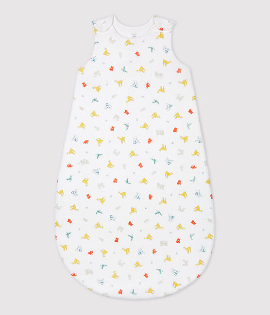 Baby-Schlafsack aus Bio-Baumwolle mit farbigem Tiermuster weiss MARSHMALLOW/weiss MULTICO