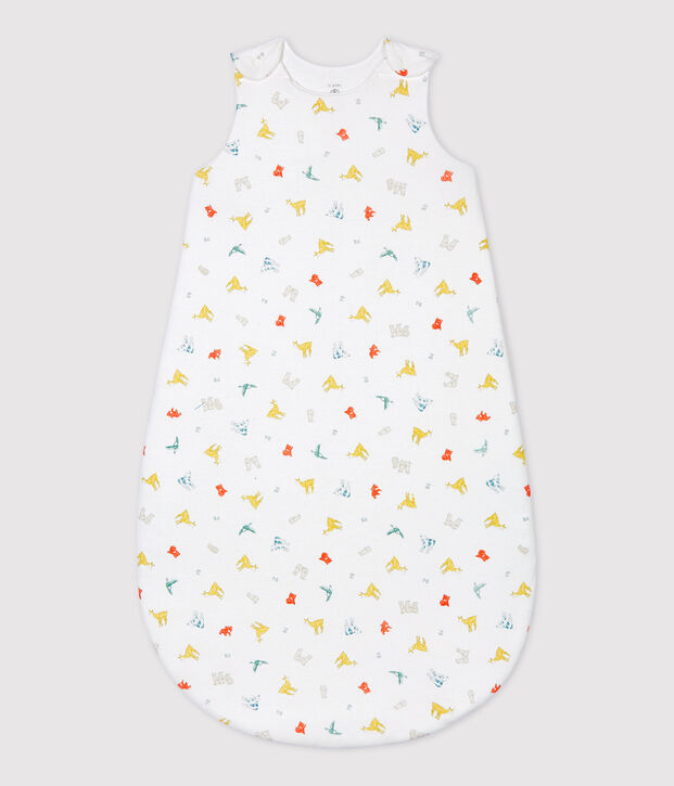 Baby-Schlafsack aus Bio-Baumwolle mit farbigem Tiermuster weiss/vielfarbig
