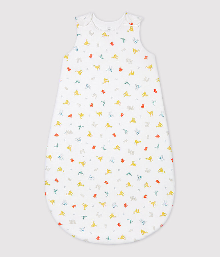Baby-Schlafsack aus Bio-Baumwolle mit farbigem Tiermuster weiss/vielfarbig