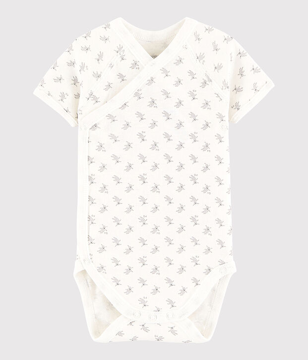 Kurz&auml;rmeliger Baby-Body in Wickelform M&auml;dchen/Jungen weiss/vielfarbig