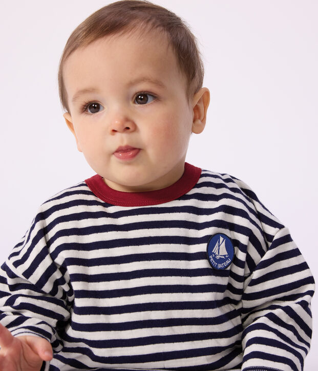 Lang&auml;rmeliges Baby-T-Shirt aus Baumwolle mit Streifen blau/naturfarben