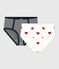 Höschen High Waist aus Baumwolle mit Herzmotiv und Streifen im 2er-Set für Damen Variante 1 PACK