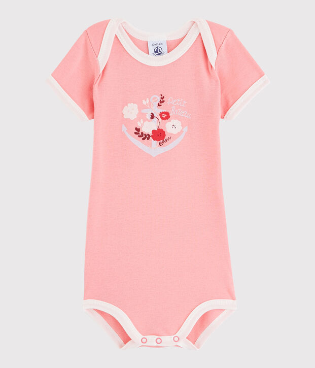 Kurz&auml;rmeliger Baby-Body Jungen rosa