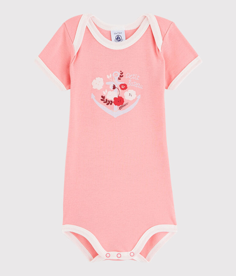 Kurz&auml;rmeliger Baby-Body Jungen rosa GRETEL