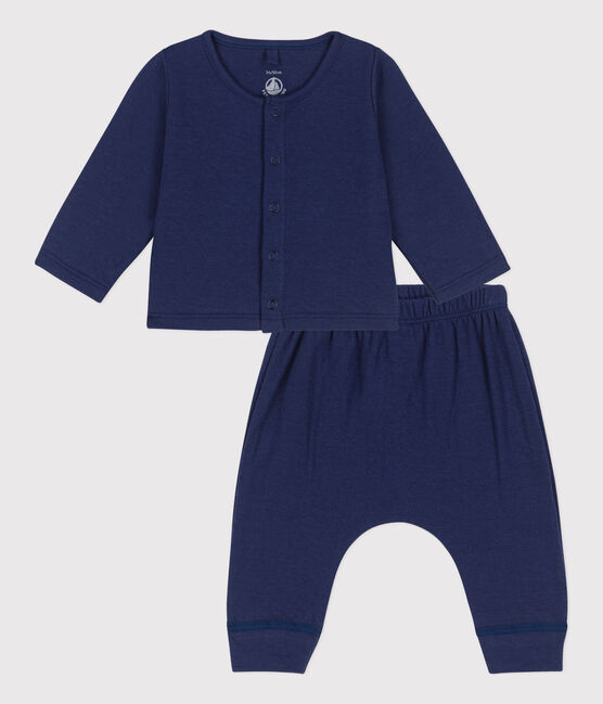 Zweiteiliges Baby-Set aus Bio-Doppeljersey blau CHALOUPE