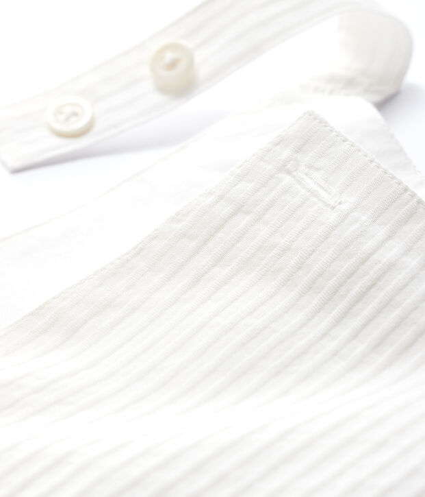 Kurze, gestreifte Baby-Latzhose aus Popeline f&uuml;r Jungen weiss