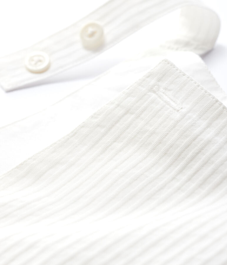 Kurze, gestreifte Baby-Latzhose aus Popeline f&uuml;r Jungen weiss