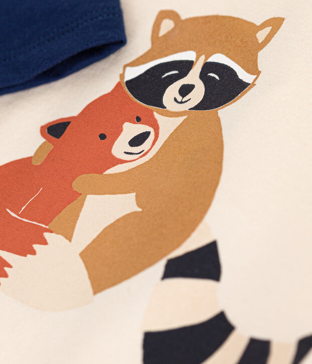 Lang&auml;rmeliges Baby T-Shirt aus feinem Jersey naturfarben/blau