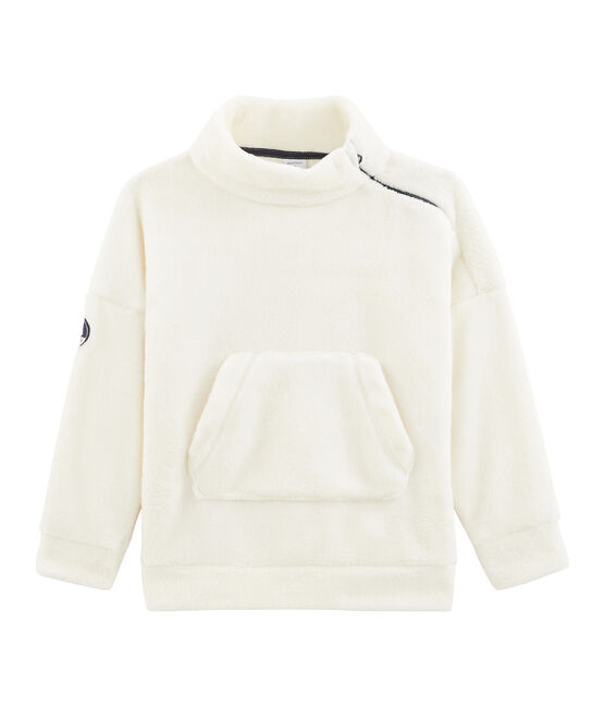 Sweatshirt aus Fleece in Schaffelloptik für Jungen weiss MARSHMALLOW