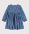 Langärmeliges Kinder-Kleid aus bedrucktem Fein-Cord. blau ADRIATIC/ MULTICO