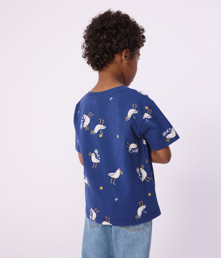 Kurz&auml;rmeliges Kinder-T-Shirt aus Baumwolle mit M&ouml;wenmotiv blau/vielfarbig