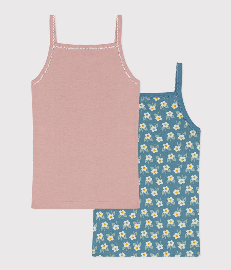 2er-Set Spaghetti-Tops aus Baumwolle mit Blumenmotiv f&uuml;r M&auml;dchen vielfarbig