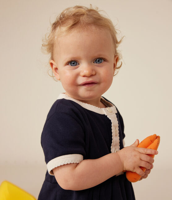 Kurzärmeliges Baby-Kleid aus Baumwolle blau SMOKING
