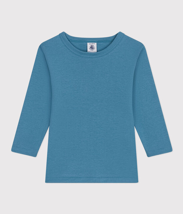 Lang&auml;rmeliges T-Shirt aus Baumwolle. blau